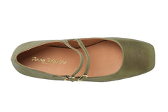 AM BRAMBLE GREEN BALLERINAS - Crispins Shoes