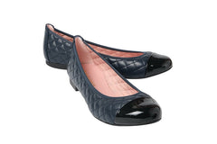 PB CHECK NAVY BALLERINAS - Crispins Shoes