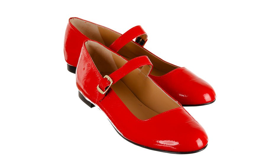 AM PIVOT RED BALLERINAS - Crispins Shoes