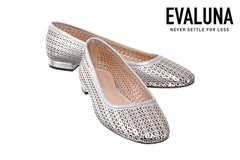 EVA WONG SILVER BALLERINAS - Crispins Shoes