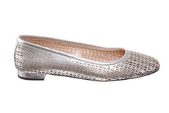 EVA WONG SILVER BALLERINAS - Crispins Shoes