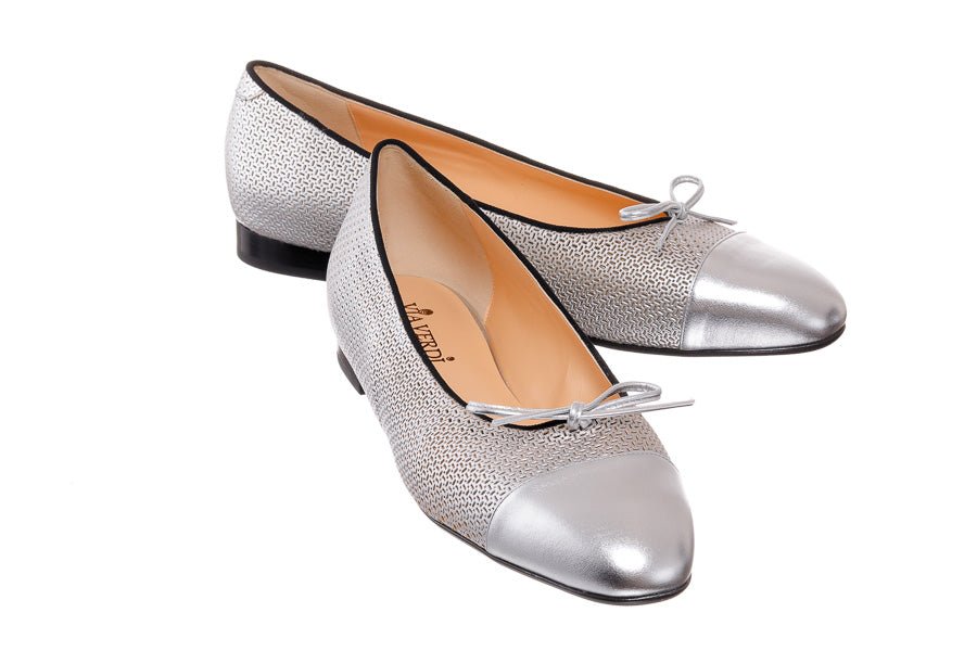 VIA TOSCA SILVER BALLERINAS - Crispins Shoes