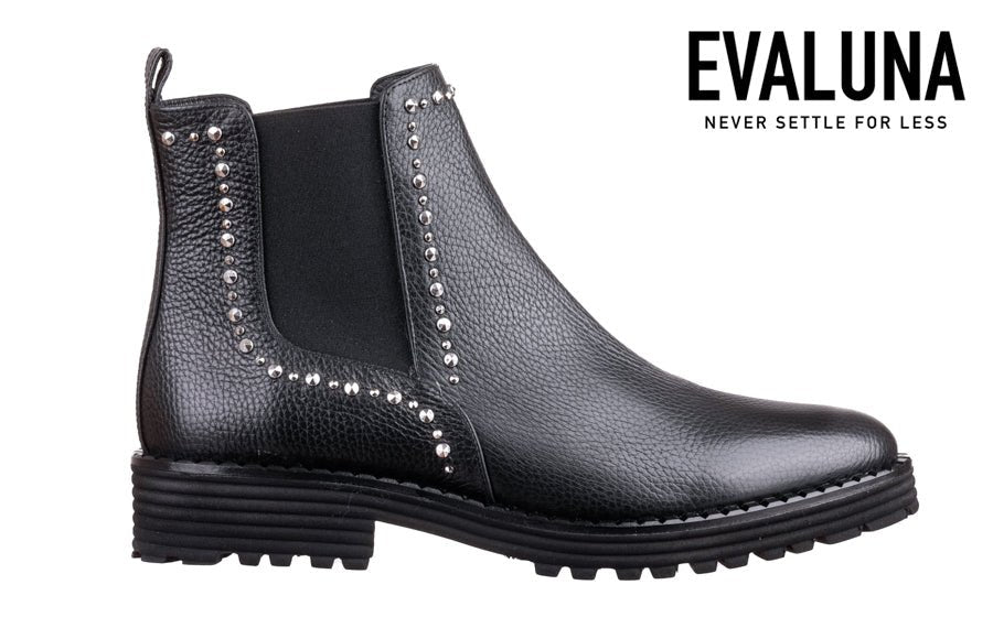 EVA STUDS BLACK ANKLE BOOTS - Crispins Shoes