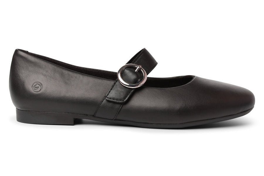 Remonte GUAVA BLACK Leather Flats - Crispins Shoes